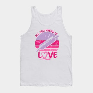 Rolling pin All you Knead is Love logo design in grunge style Tank Top